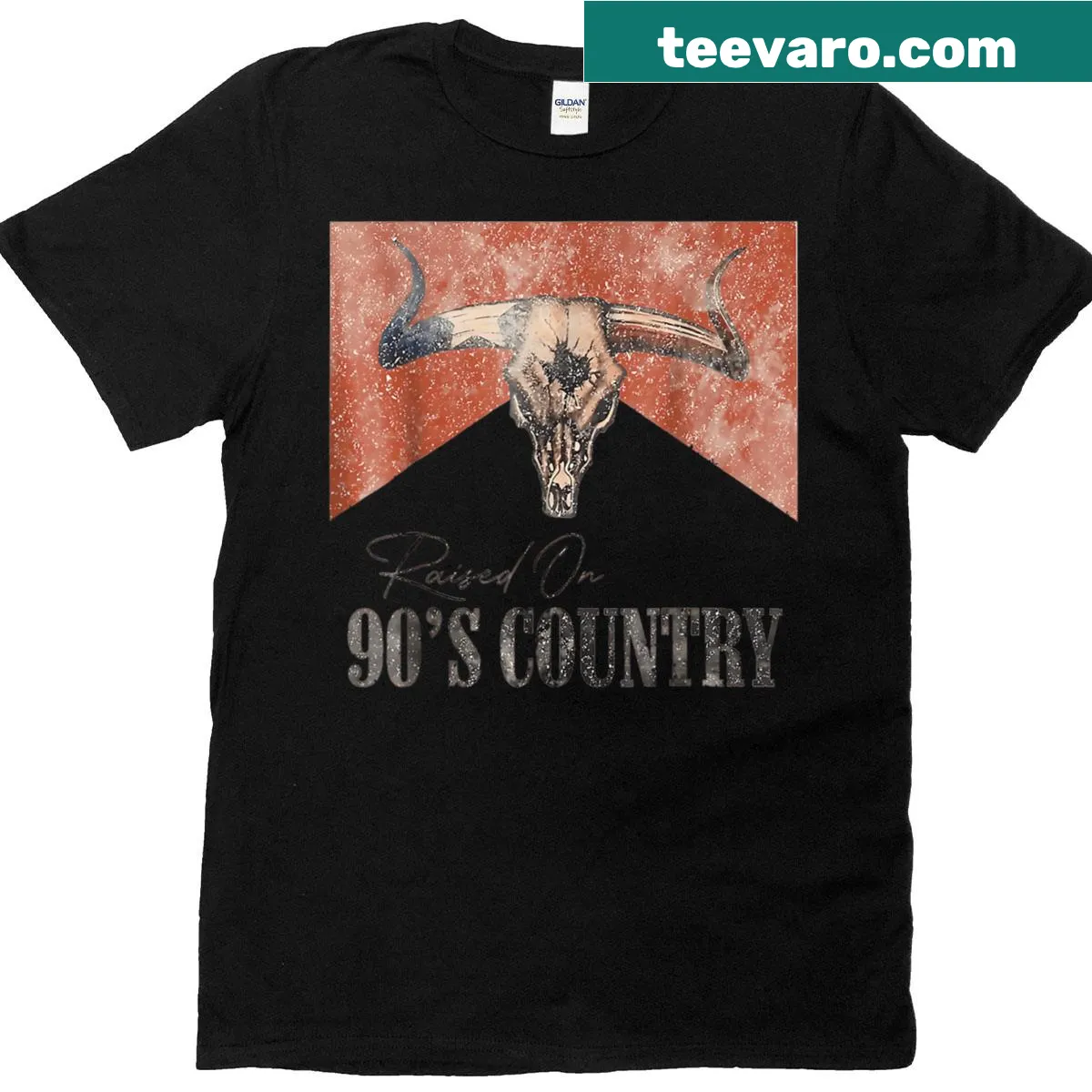 Vintage country music t-shirt featuring a bull skull graphic — on a men's t-shirt