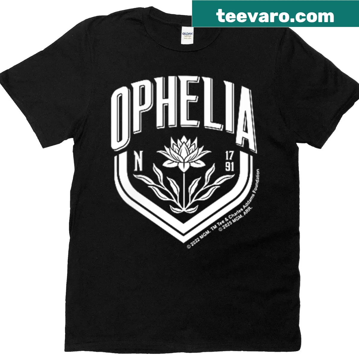 Retro Wednesday Ophelia logo T-shirt with left pocket design — on a men's t-shirt