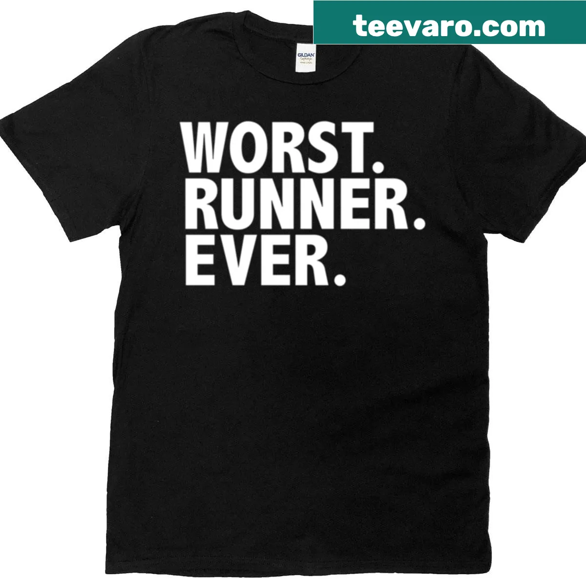 Oversized T-shirt with Worst Runner Ever graphic for fitness enthusiasts — on a men's t-shirt