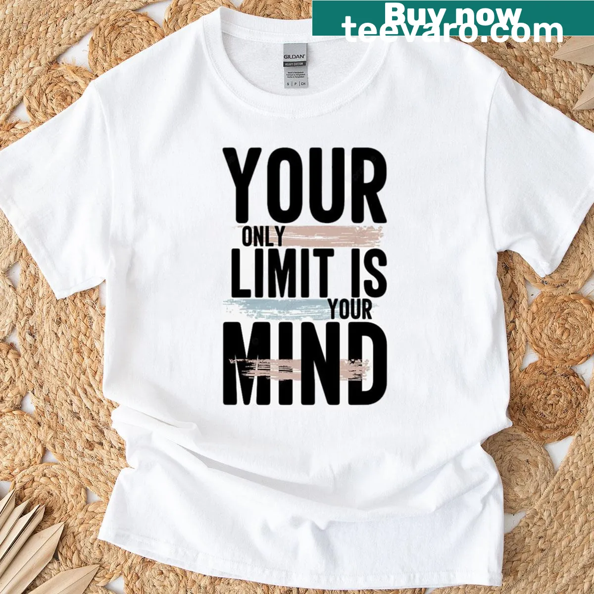 Motivational shirt that says 'Your Only Limit Is Your Mind' in bold typography — on a men's t-shirt