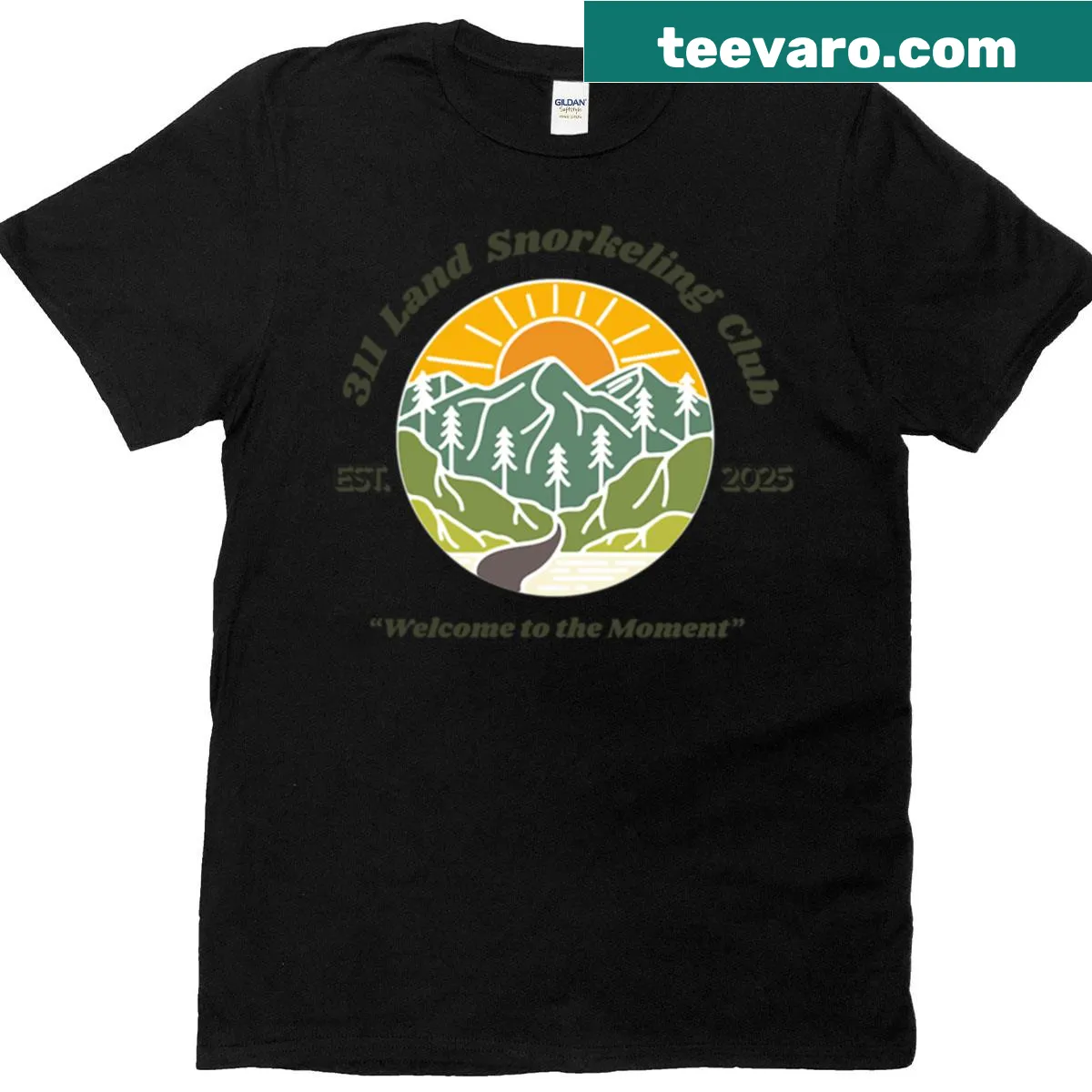 Light shirt with whimsical land snorkeling club design — on a men's t-shirt