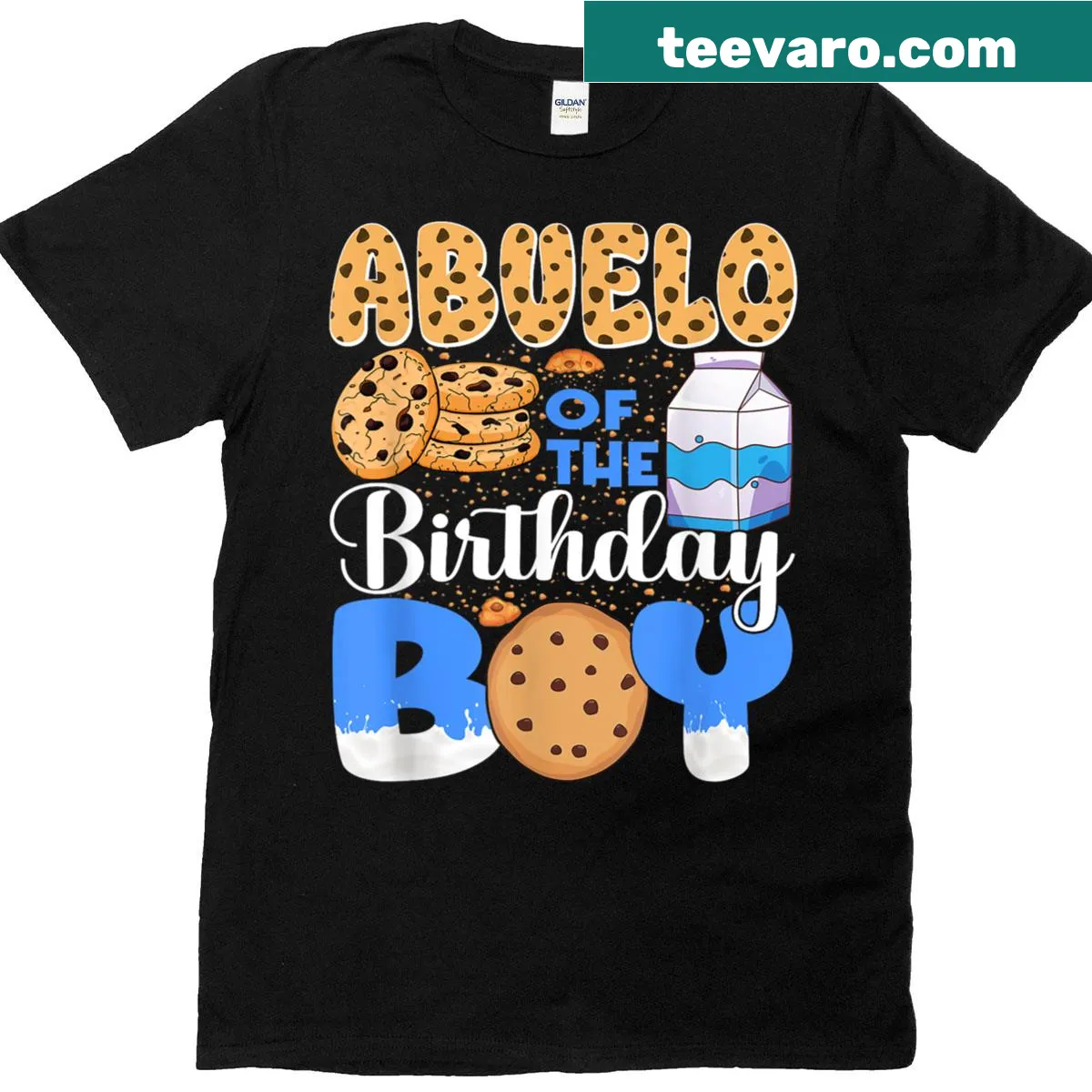 Cute T-shirt for grandfathers with milk and cookies design — on a men's t-shirt