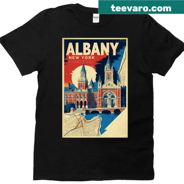 Vintage Albany travel T-shirt with 1950s design