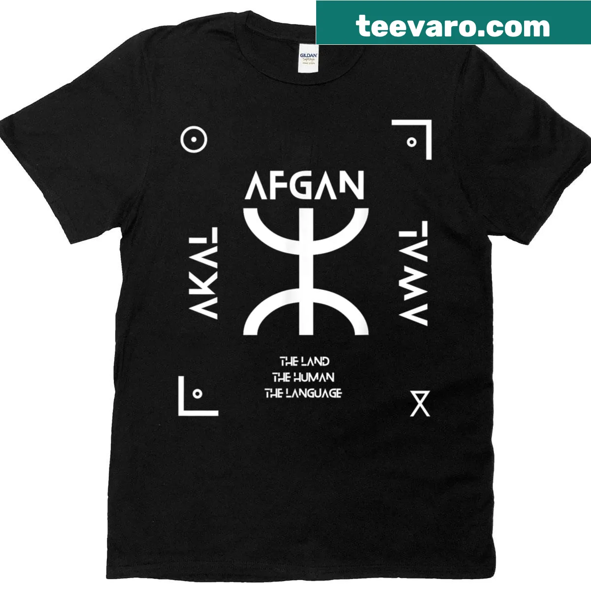 Cultural identity T-shirt with 'Amazigh Identity' text — on a men's t-shirt