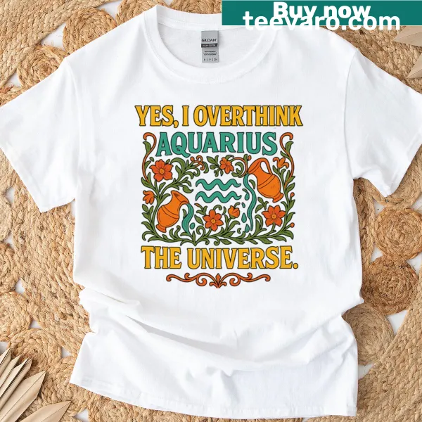Art Nouveau Aquarius tee with philosophical themes and intricate designs