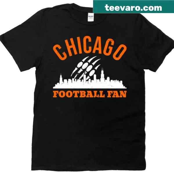 Vintage Chicago football T-shirt with skyline and bear claw graphic