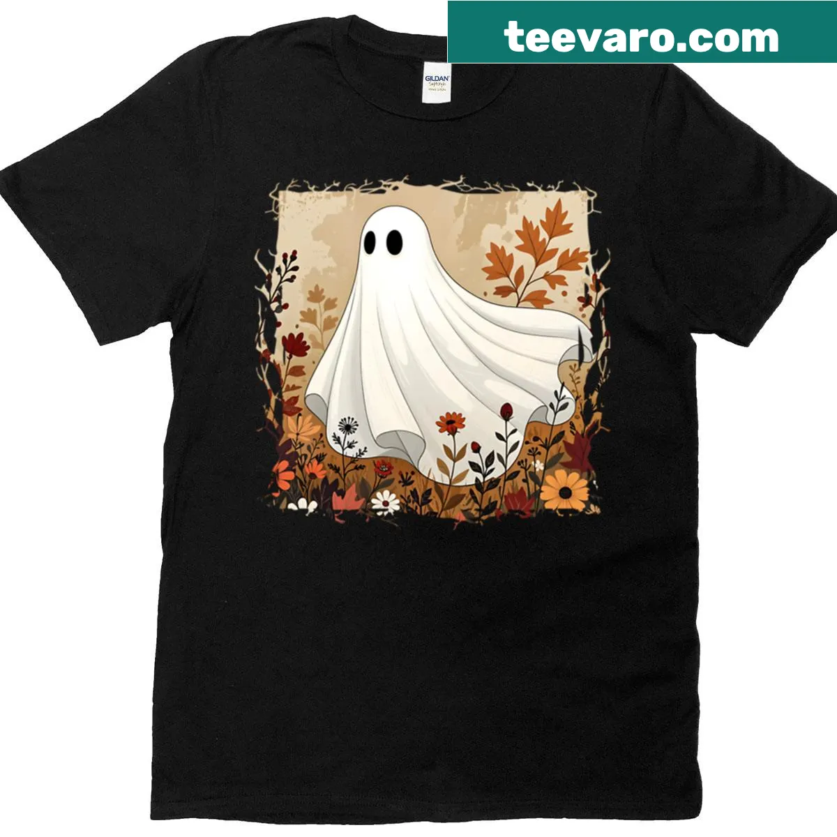 Oversized t-shirt with autumn wildflowers and rustic design — on a men's t-shirt
