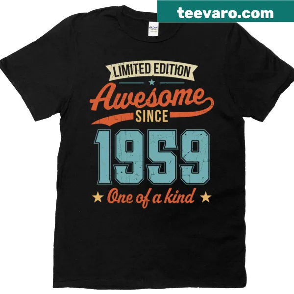 Vintage T-shirt proclaiming Awesome Since 1959 in distressed style