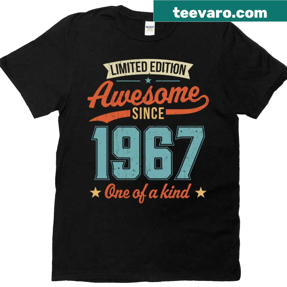 Text design saying Awesome Since 1967 on a t-shirt — on a men's t-shirt
