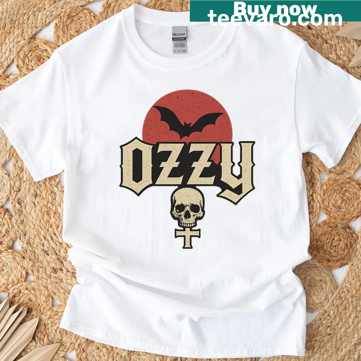 Ozzy Osbourne themed t-shirt with playful moon design — on a men's t-shirt