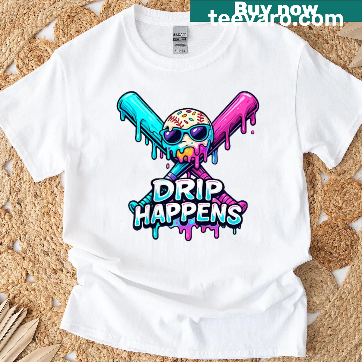Youth baseball t-shirt featuring ice cream and baseball design — on a men's t-shirt