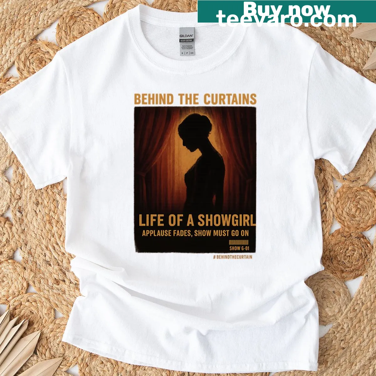 Silhouette design representing the life of a showgirl — on a men's t-shirt