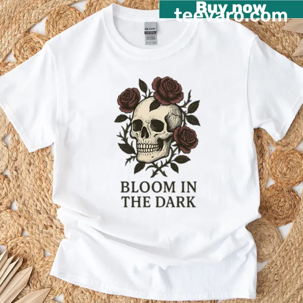 Gothic T-shirt with rose and skull illustration