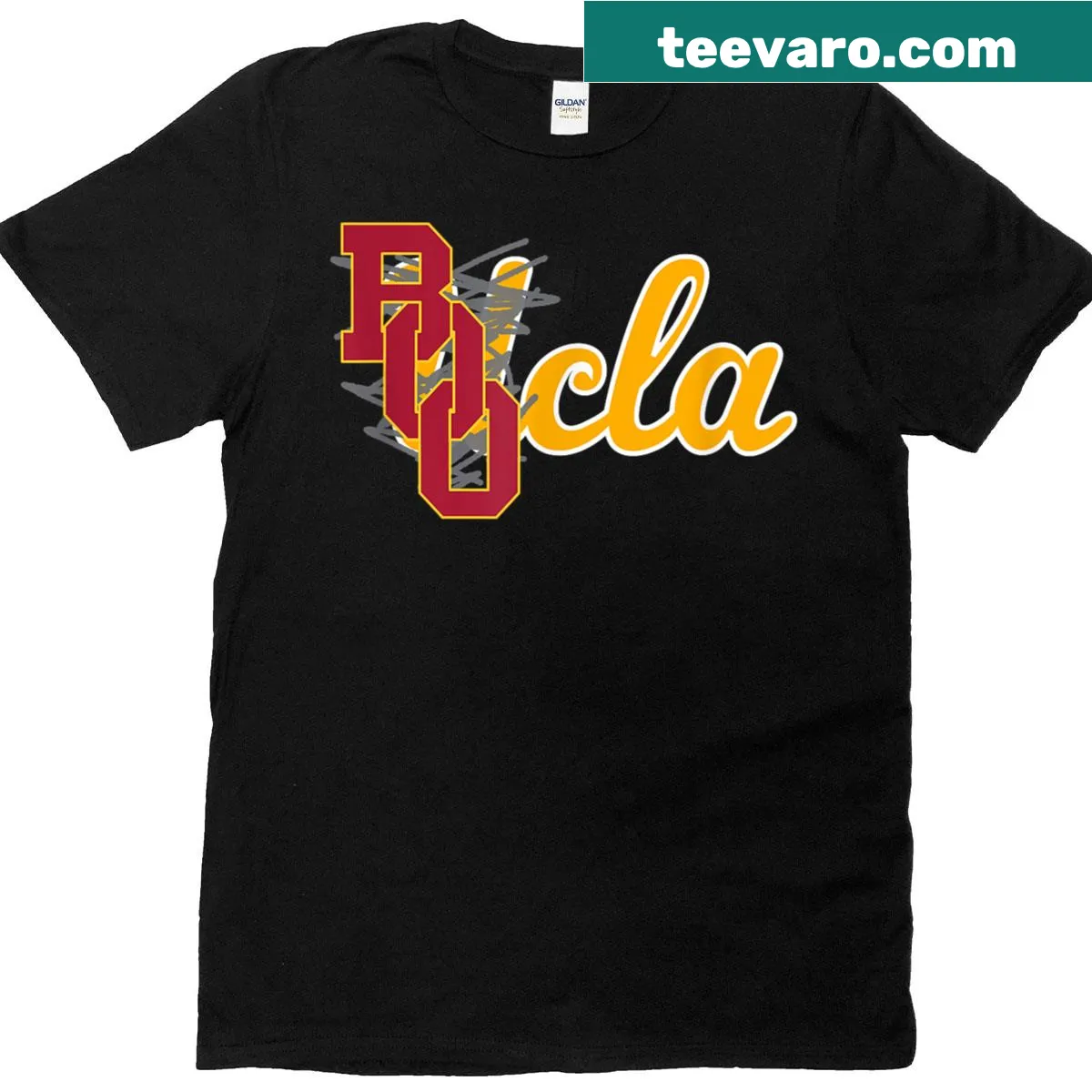 Lighthearted design representing Southern California culture on a T-shirt — on a men's t-shirt