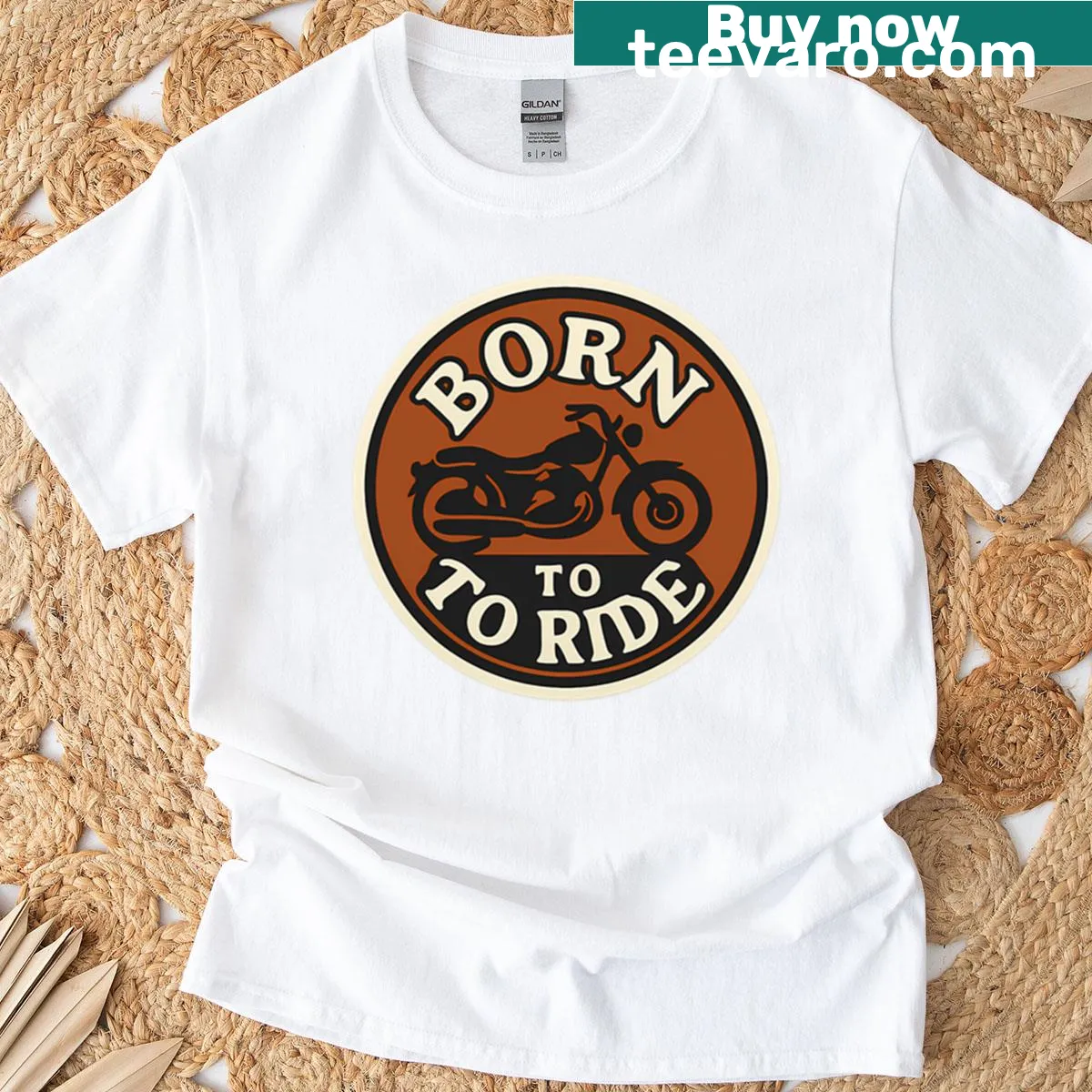 Oversized t-shirt with Born To Ride text design — on a men's t-shirt