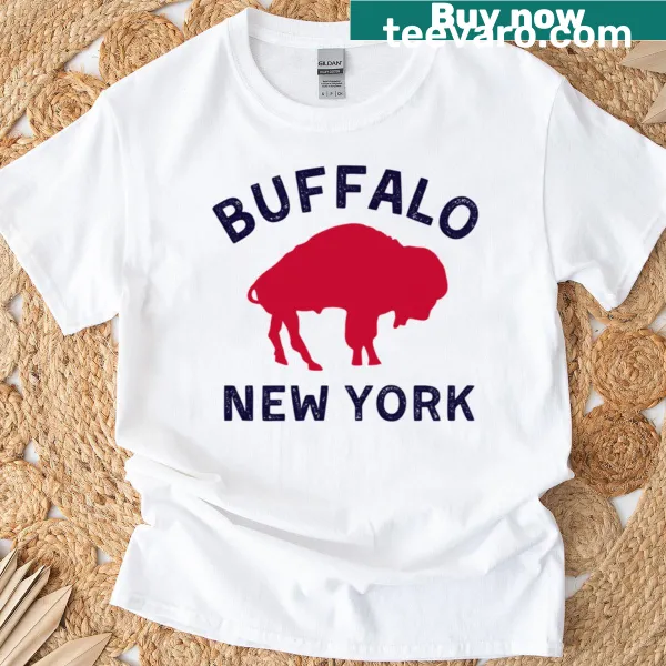 T-shirt featuring an illustration of a standing buffalo in Buffalo, NY