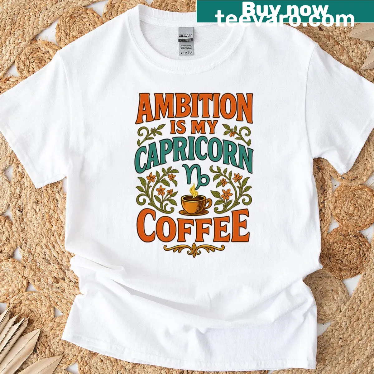 Zodiac-themed t-shirt with Capricorn design and motivational typography — on a men's t-shirt