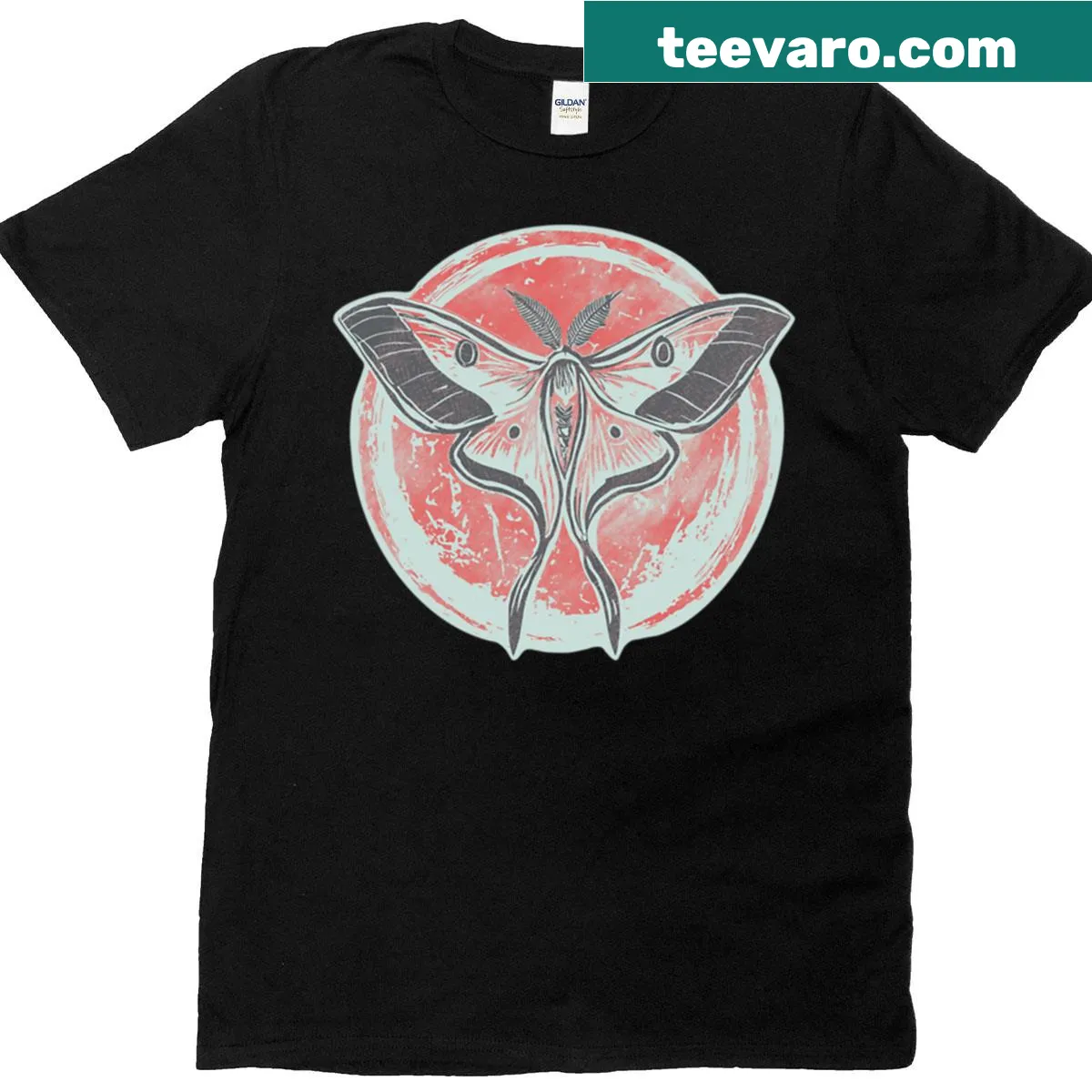 Illustrated Chinese Moon Moth on a vintage style T-shirt — on a men's t-shirt