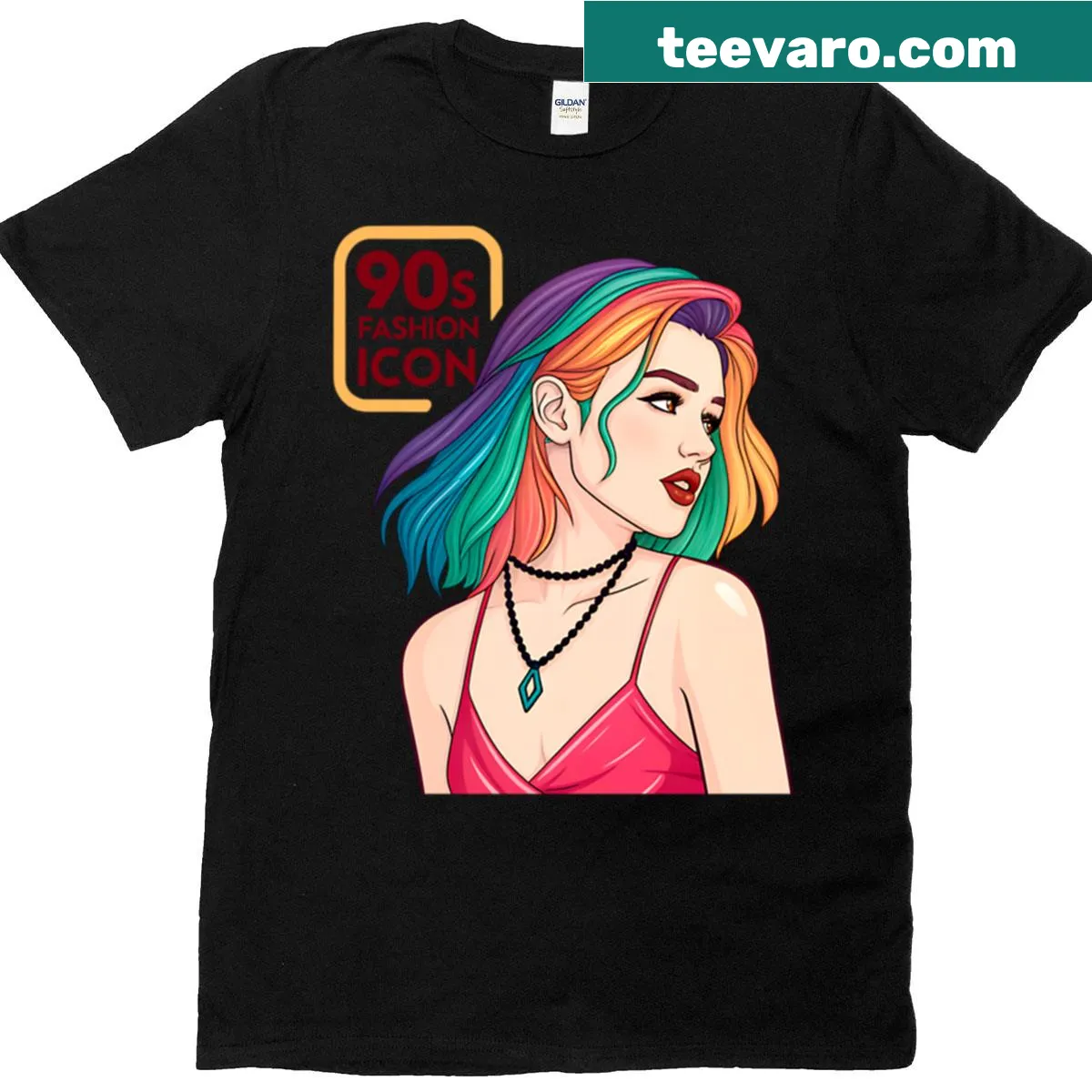 Retro 90s t-shirt celebrating women's fashion of the 1990s — on a men's t-shirt