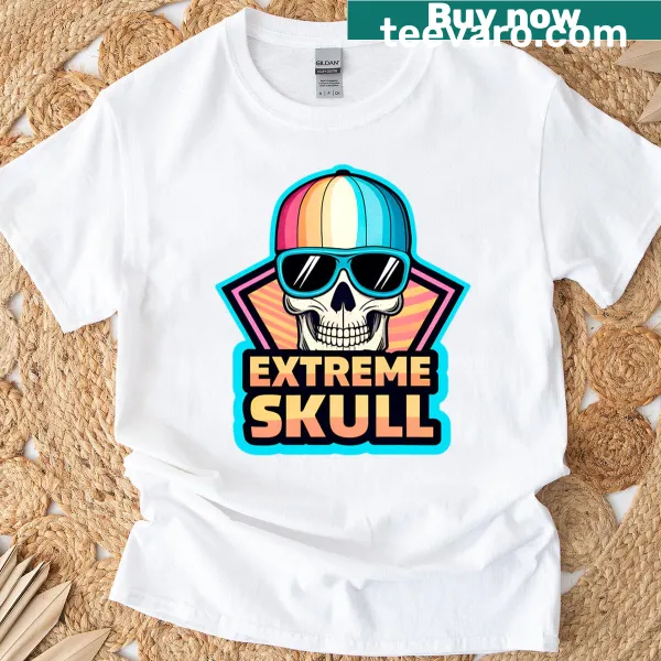 Retro t-shirt featuring extreme skull design
