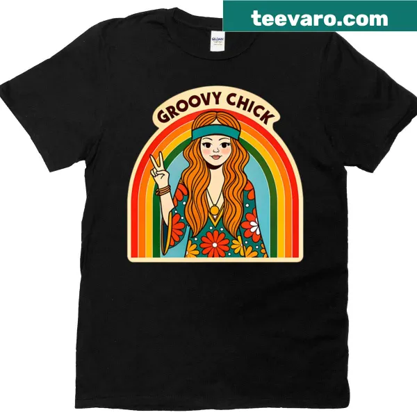 Retro oversized T-shirt with bohemian design celebrating 70s style