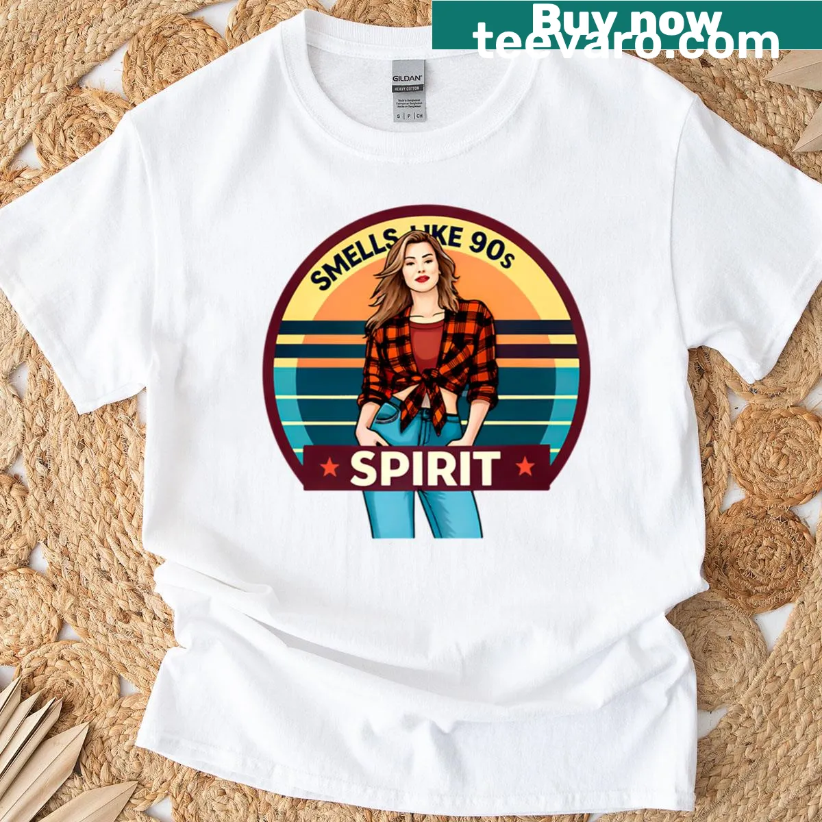90s grunge-inspired T-shirt for women referencing 'Smells Like Teen Spirit' — on a men's t-shirt