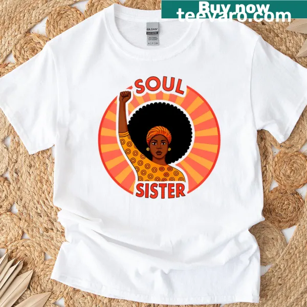 Retro T-shirt featuring graphic of an Afro woman, symbolizing sisterhood