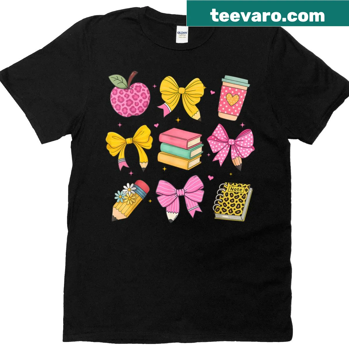T-shirt for girls featuring coquette bow and books design — on a men's t-shirt