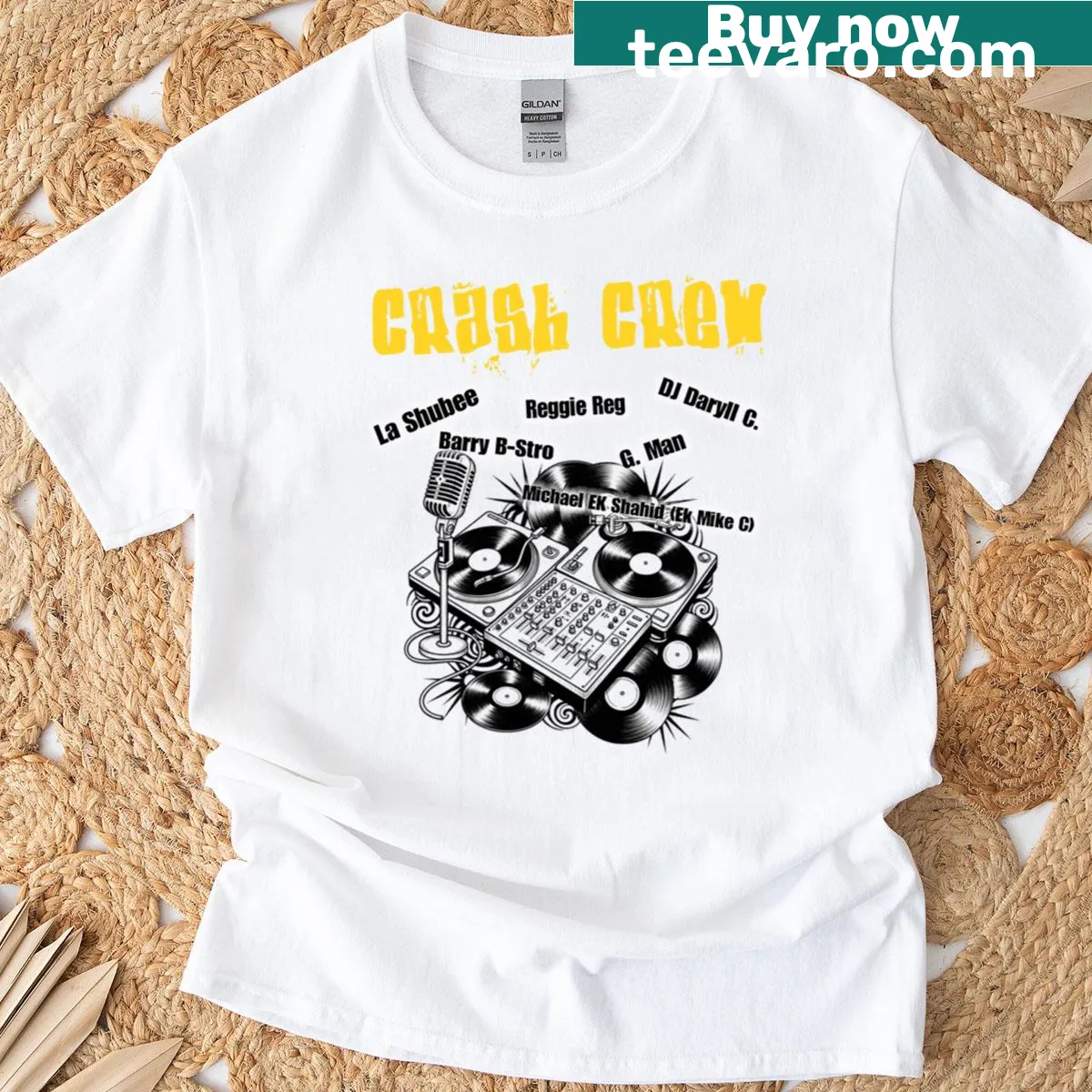 Oversized T-shirt honoring the Crash Crew hip-hop group — on a men's t-shirt
