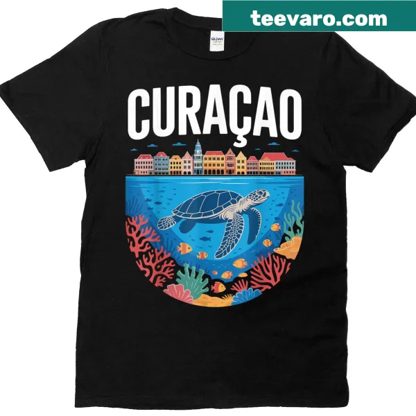 Vintage-style T-shirt featuring a sea turtle design inspired by the Caribbean