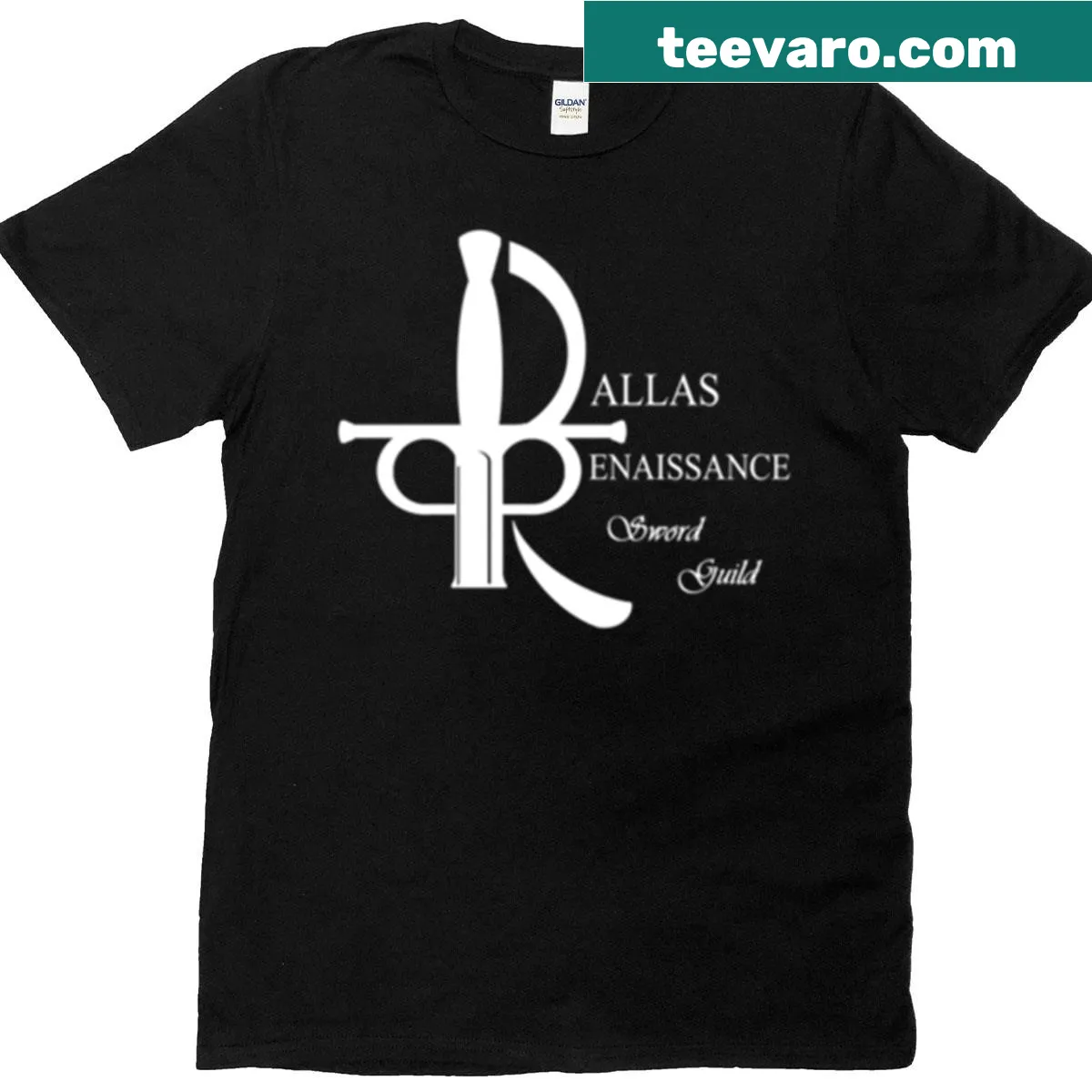 Oversized t-shirt featuring the Dallas Renaissance Sword Guild design — on a men's t-shirt