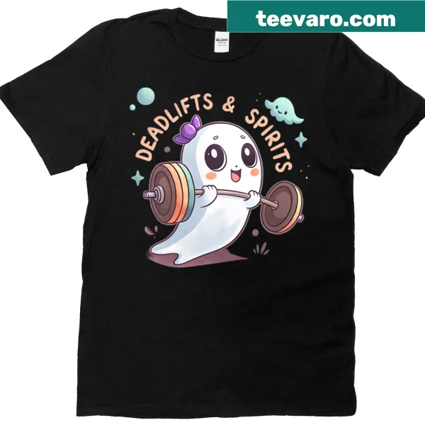 Typography T-shirt that says 'Deadlifts And Spirits' for gym lovers