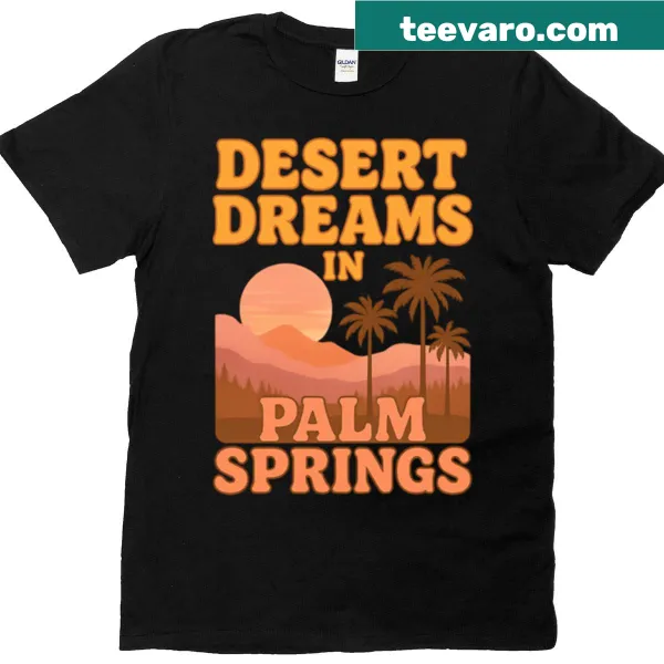 Illustrative t-shirt depicting a desert scene in Palm Springs