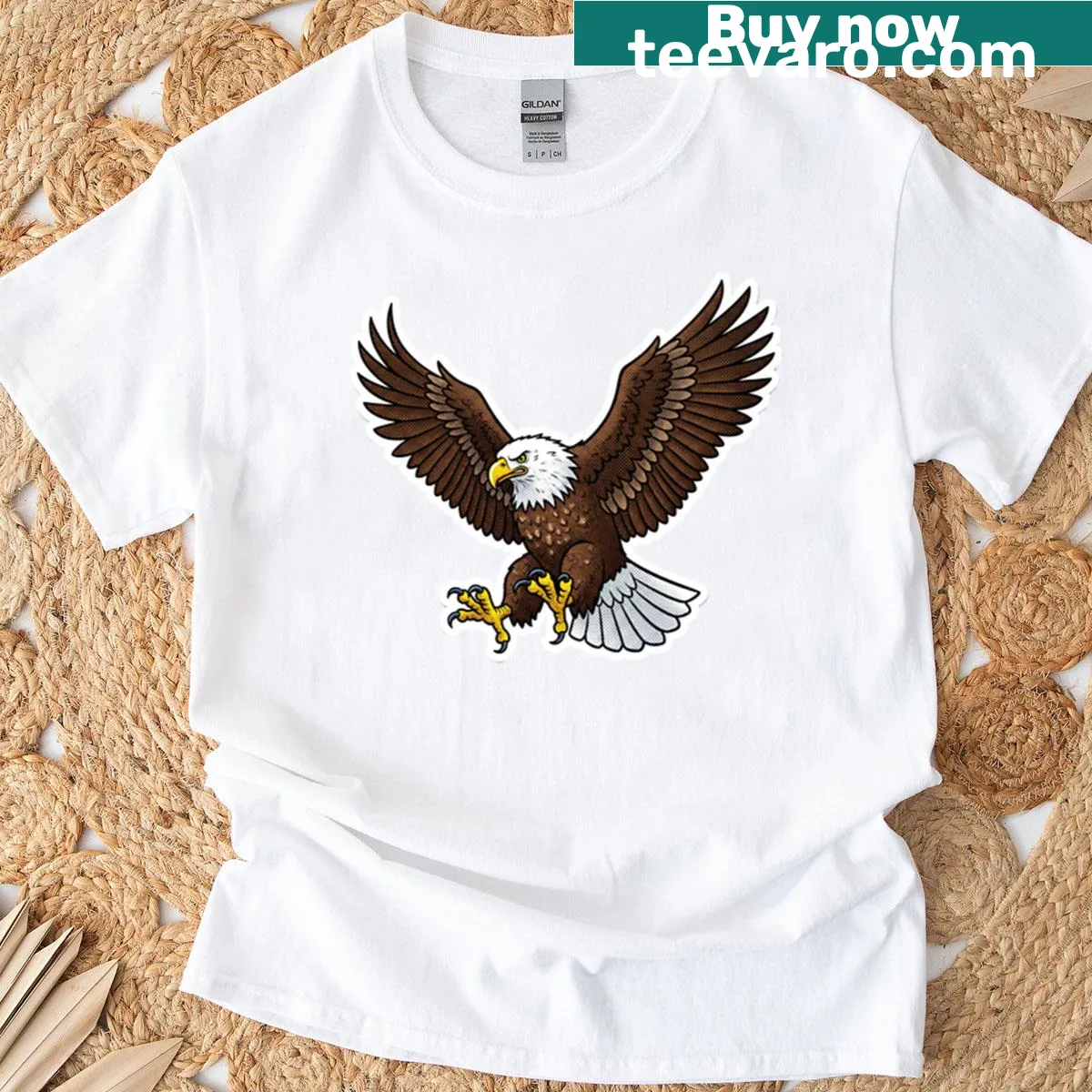 Vintage comic-style graphic of Eagly on T-shirt. — on a men's t-shirt