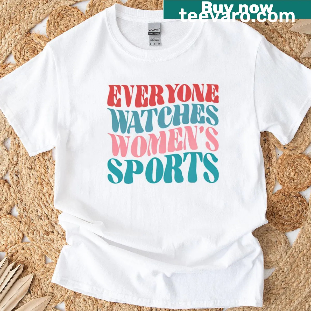 Retro motivational women's sports t-shirt with wavy text — on a men's t-shirt