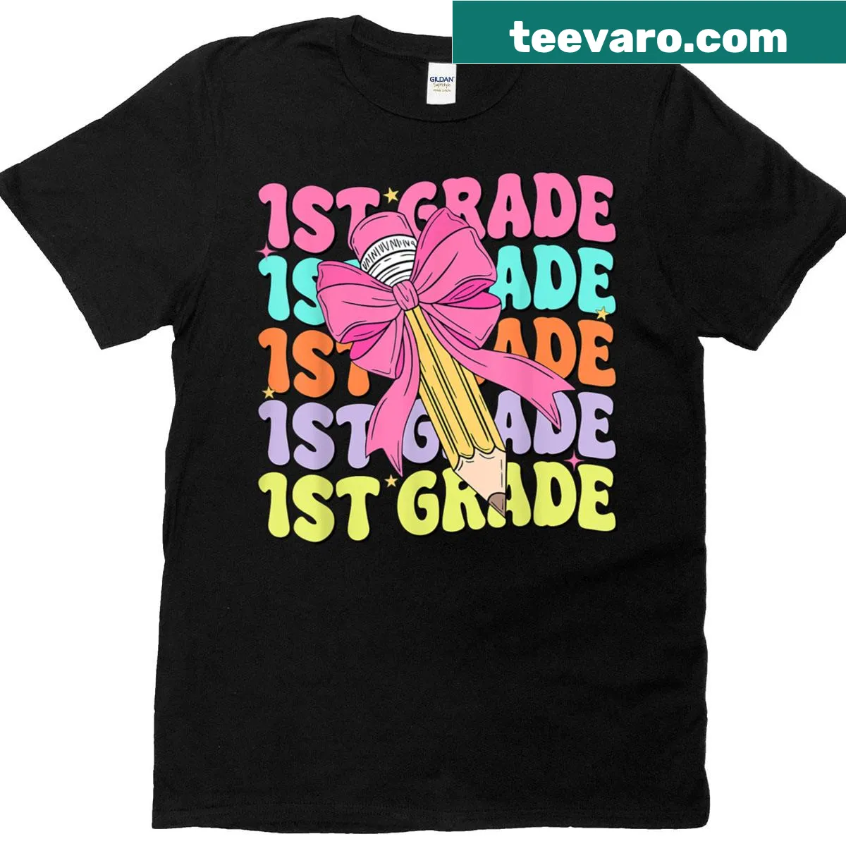Cute T-shirt for girls with a bow design for first-day-of-school. — on a men's t-shirt