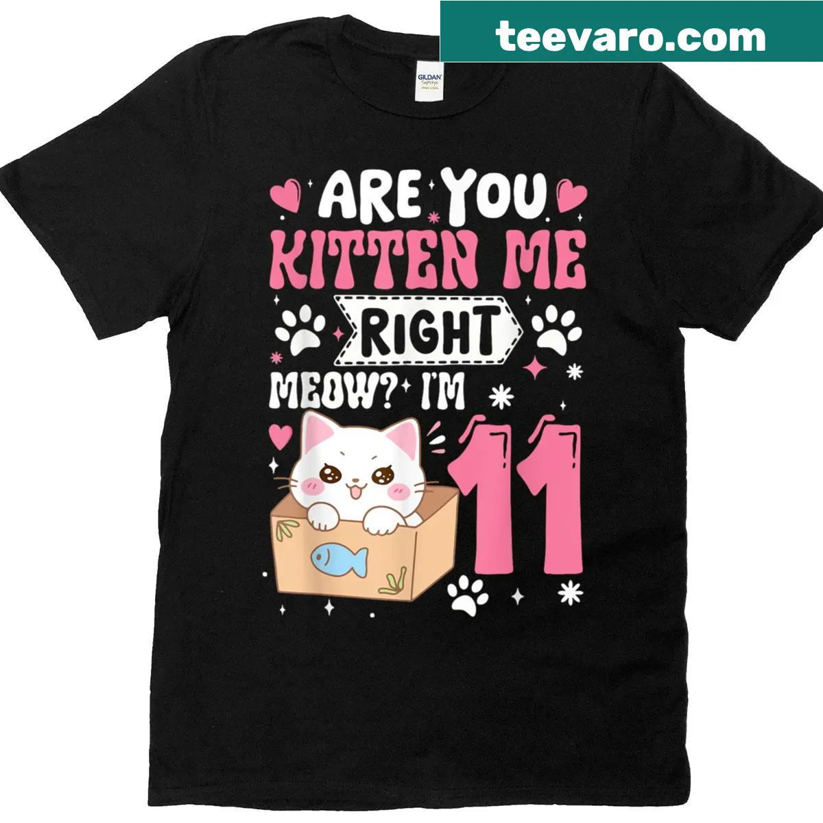 Cute cat-themed birthday t-shirt for an 11-year-old girl — on a men's t-shirt