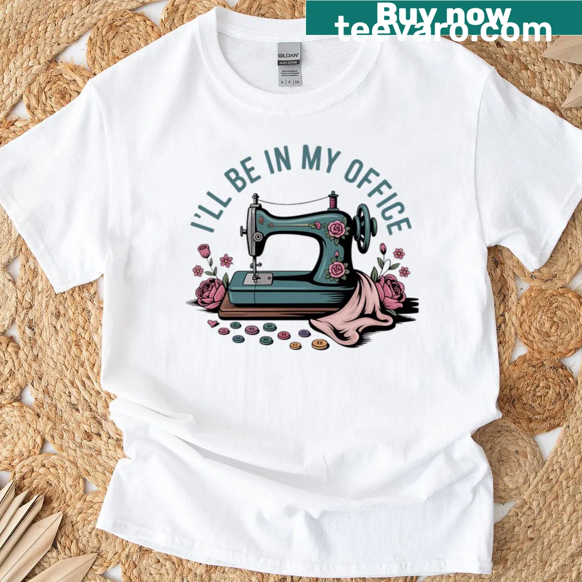 Funny sewing quote shirt with sewing machine graphic text — on a men's t-shirt