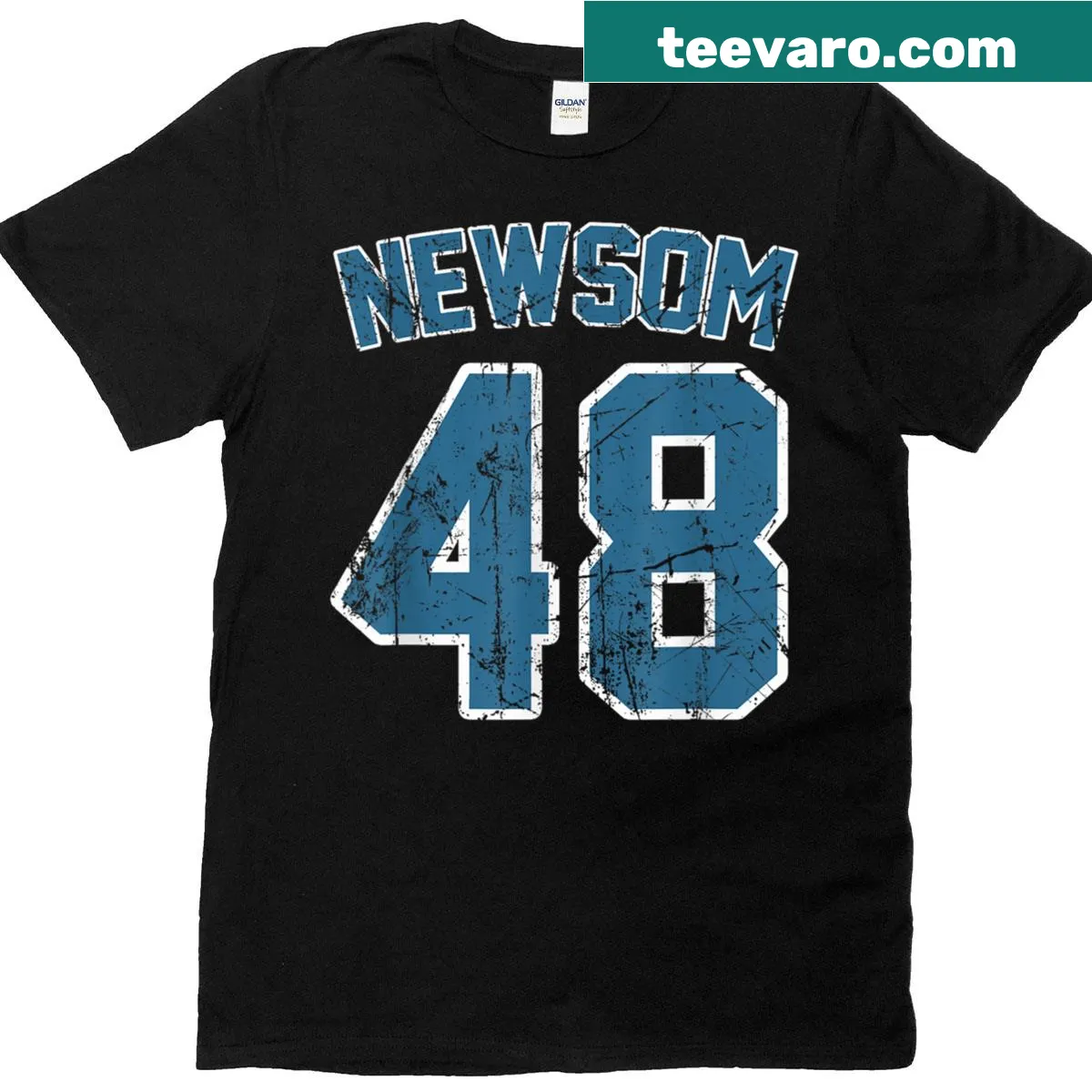 Gavin Newsom 2028 presidential campaign t-shirt with bold text — on a men's t-shirt