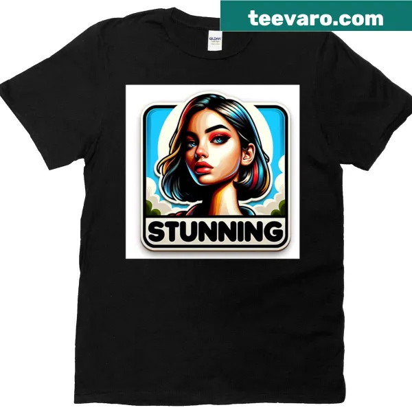 T-shirt featuring stained glass style artwork of a woman