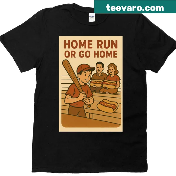 Bold 'Home Run Vibes' typography on an oversized T-shirt
