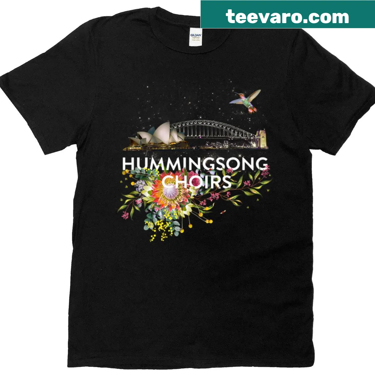 Concert T-shirt featuring the Sydney Opera House — on a men's t-shirt