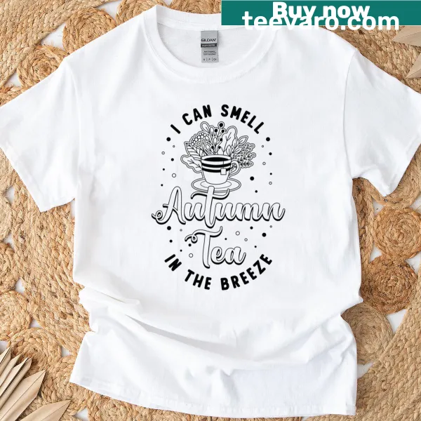 Oversized t-shirt with an autumn tea theme and herbal design