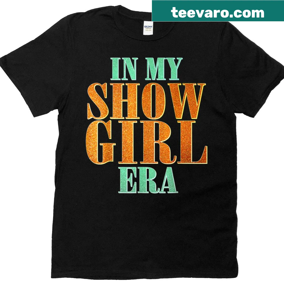 Vintage-style t-shirt with 'In My Showgirl Era' text and a playful design — on a men's t-shirt