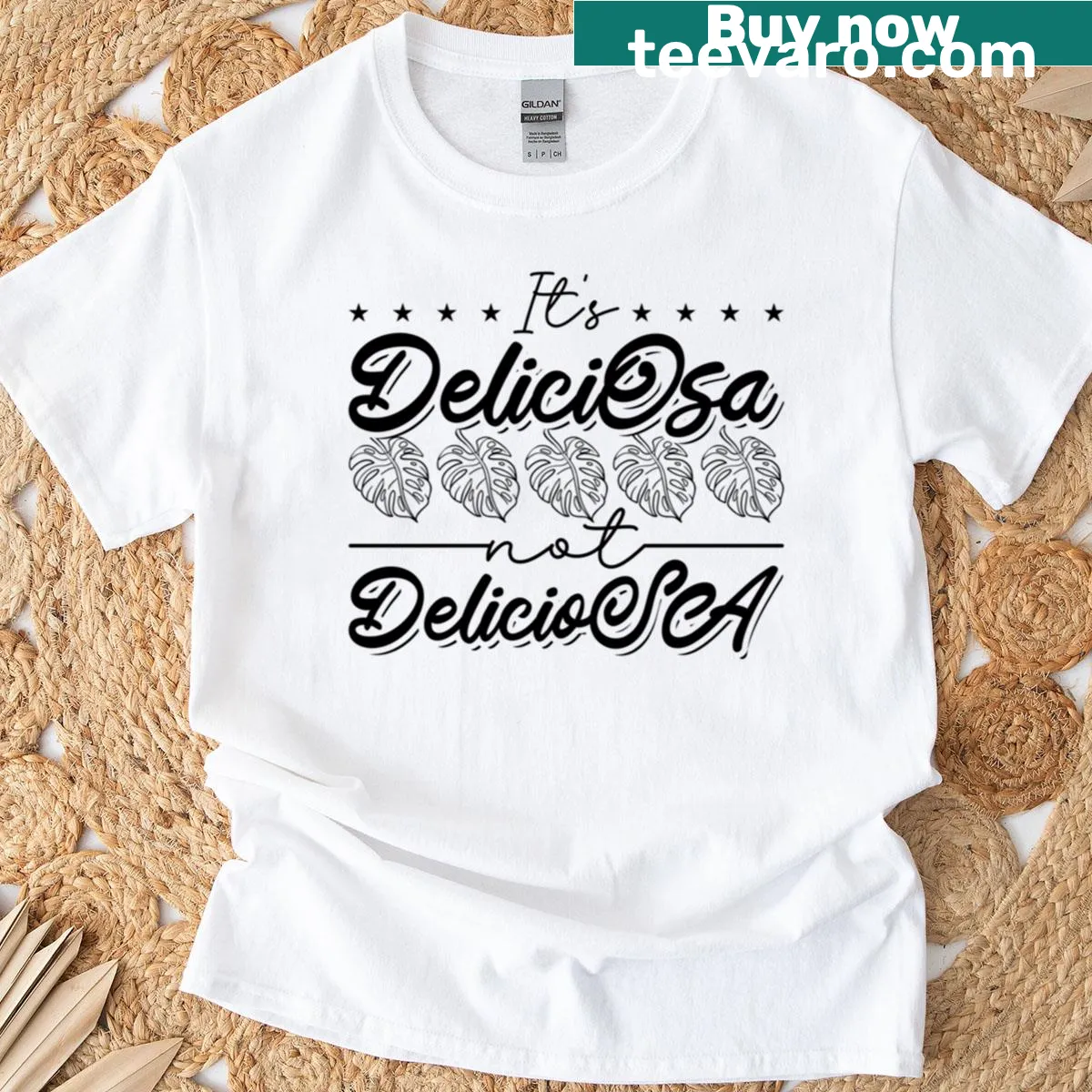 Humorous t-shirt for Monstera lovers with the quote Its Deliciosa Not Indoor Plants — on a men's t-shirt