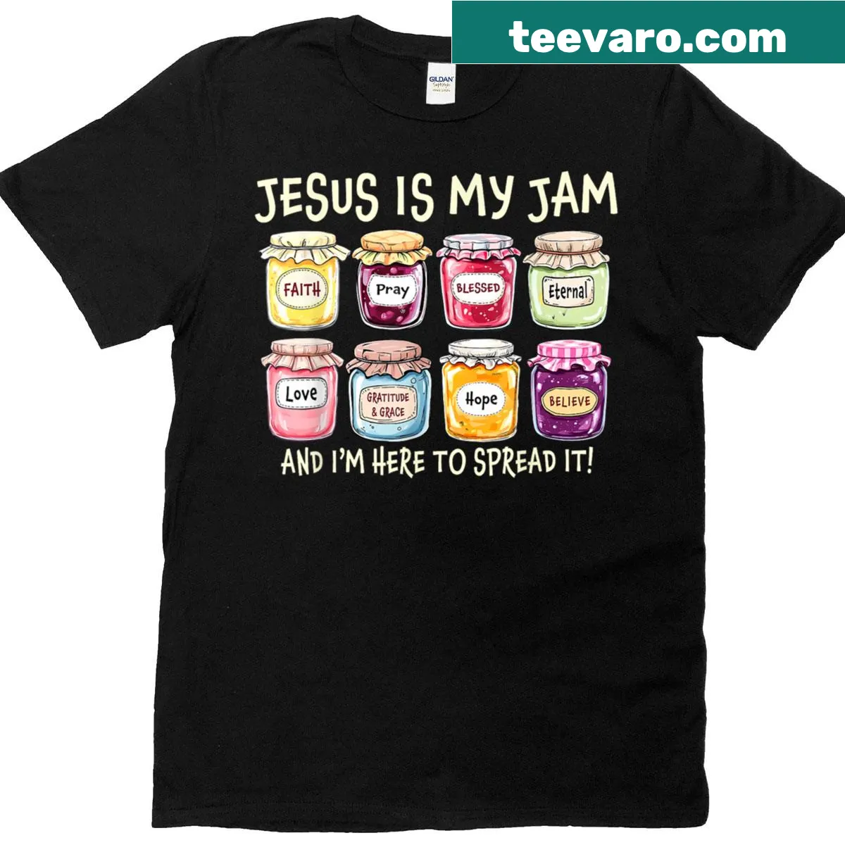 Typography shirt saying 'Jesus Is My Jam' with a spiritual message — on a men's t-shirt