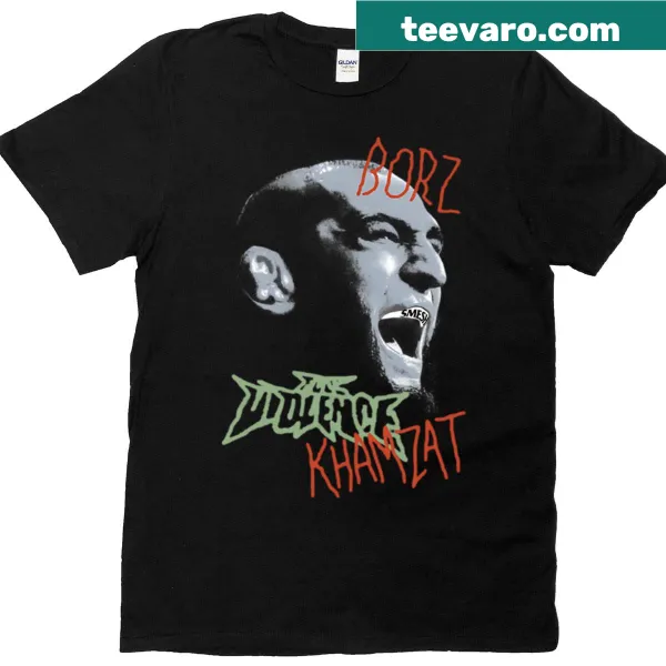 Bold typography T-shirt with 'Run With The Wolf' slogan for Khamzat Chimaev