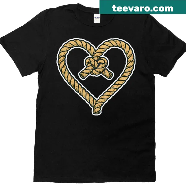 Hand-lettered t-shirt featuring a knotted heart design