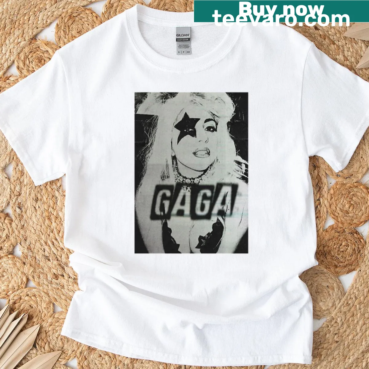 Vintage poster graphic T-shirt featuring Lady Gaga — on a men's t-shirt
