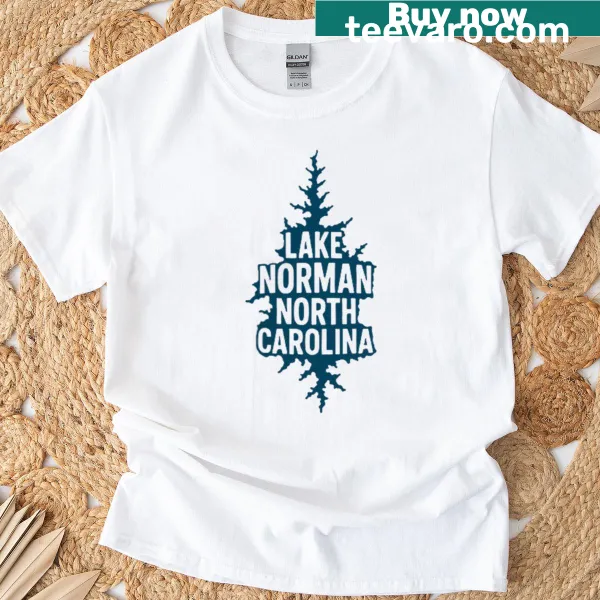 Illustrated outline of Lake Norman on T-shirt